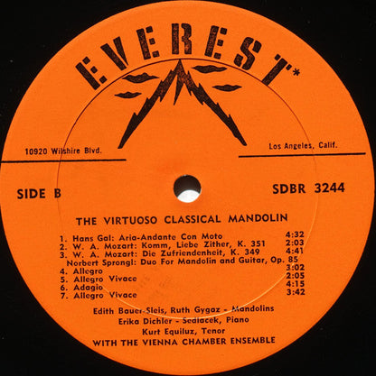 Edith Bauer-Slais With The Vienna Chamber Ensemble - The Virtuoso Classical Mandolin | Very Good Plus (VG+) Very Good Plus (VG+)-