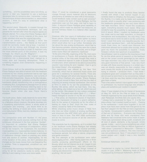 Eliane Radigue - Opus 17 | Mint (M) Mint (M)-