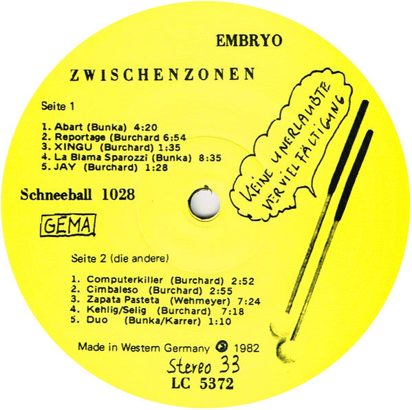 Embryo (3) - La Blama Sparozzi | Mint (M) Mint (M)-