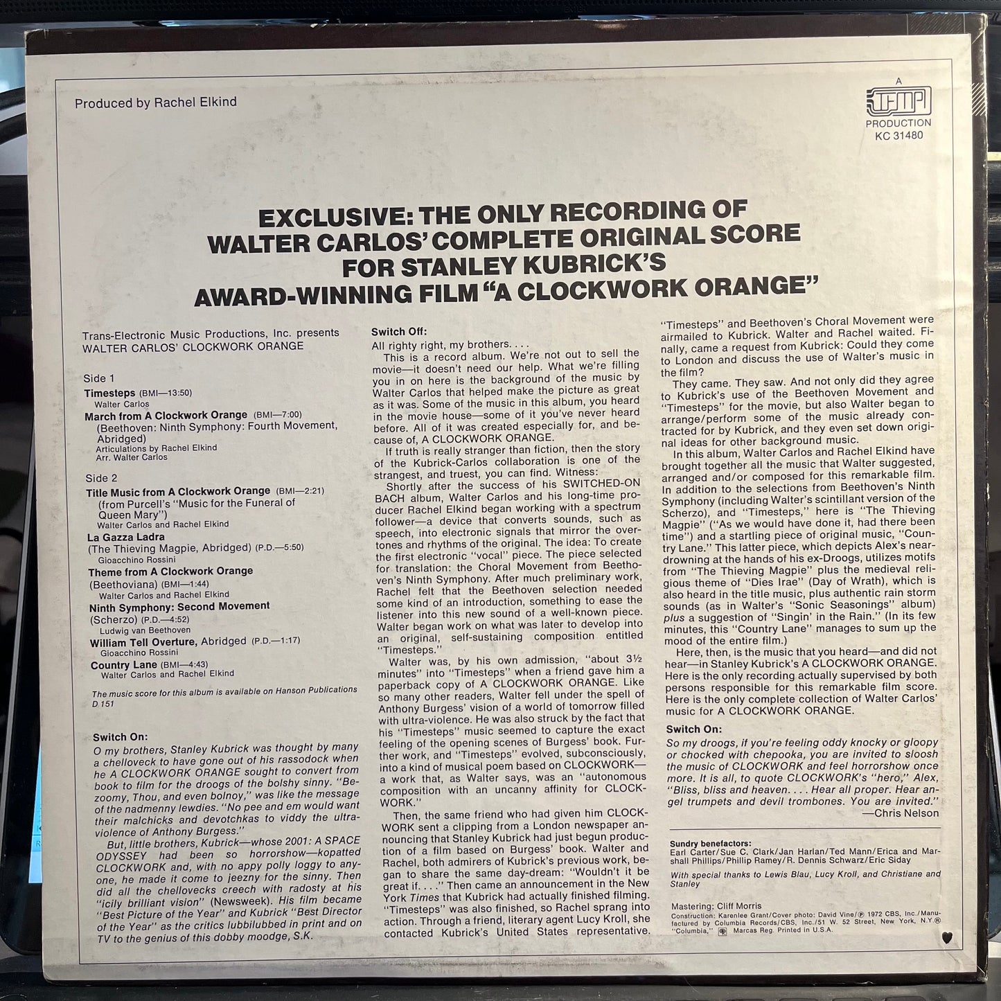 Walter Carlos - Walter Carlos' Clockwork Orange (VINYL) | Near Mint (NM) Excellent (EX)-