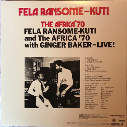 Fela Kuti And Africa 70 With Ginger Baker Live! Knitting Factory Records, Odeon LP, Album, RE Mint (M) Mint (M)-