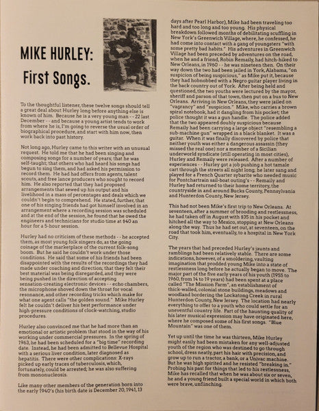 Michael Hurley - First Songs (VINYL LP REISSUE) | Mint (M) Mint (M)-