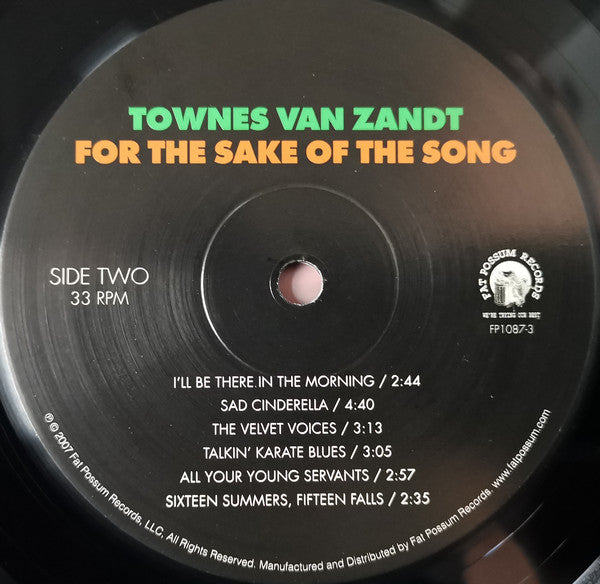 Townes Van Zandt - For The Sake Of The Song (VMP VINYL) | Mint (M) Mint (M)-