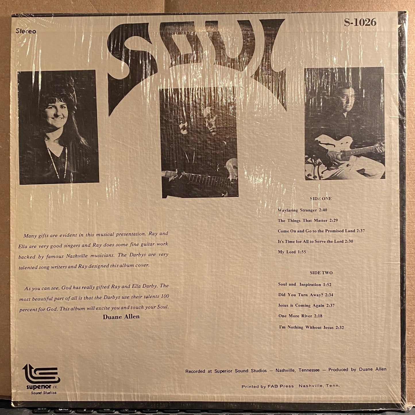 Ray & Ella Darby - Soul | Good Plus (G+) Near Mint (NM)-