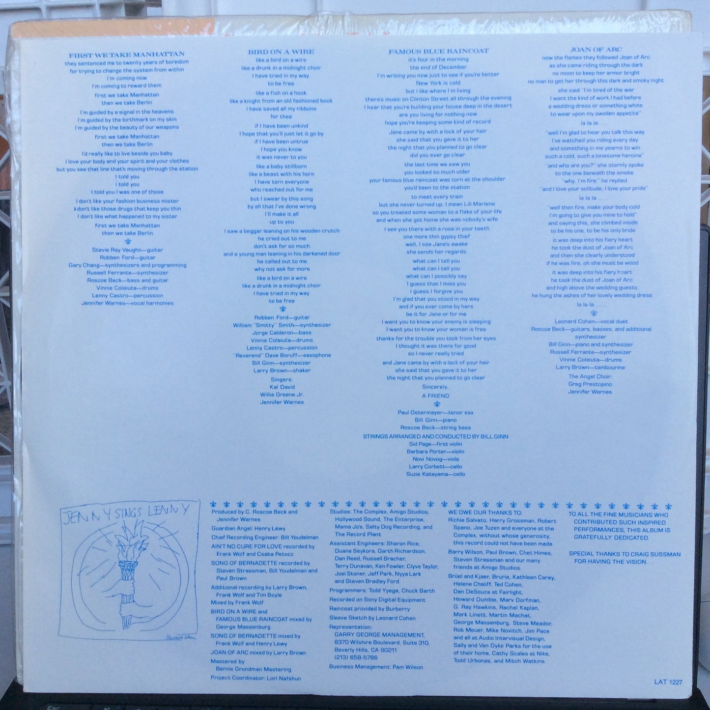 Jennifer Warnes - Famous Blue Raincoat (The Songs Of Leonard Cohen) (VINYL) | Near Mint (NM) Near Mint (NM)-