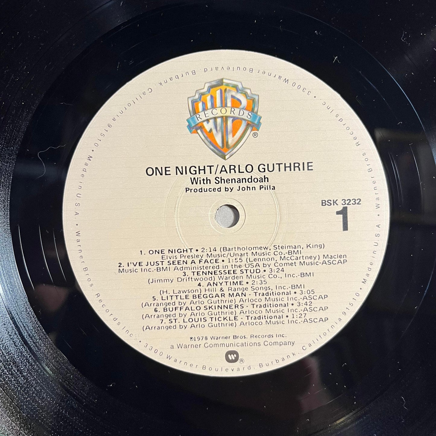 Arlo Guthrie - One Night | Near Mint (NM) Excellent (EX)-