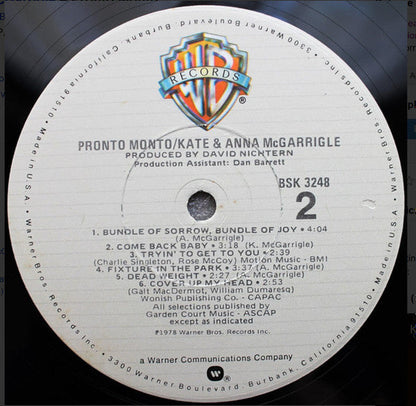 Kate & Anna McGarrigle - Pronto Monto *WINCHESTER* | Near Mint (NM) Near Mint (NM)-