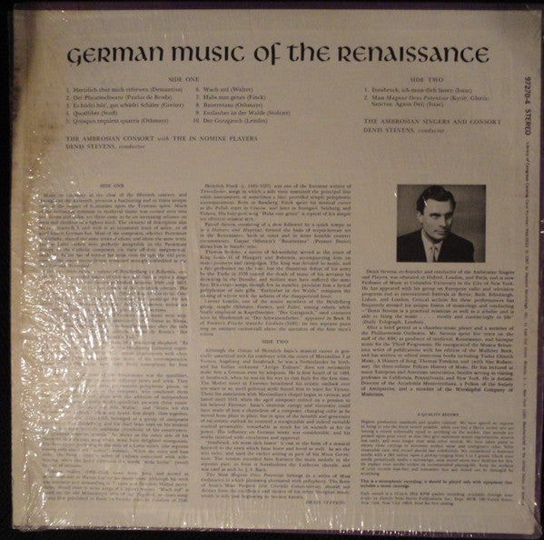 The Ambrosian Singers - German Music of the Renaissance | Near Mint (NM) Excellent (EX)-