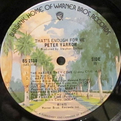 Peter Yarrow - That's Enough For Me | Near Mint (NM) Near Mint (NM)-