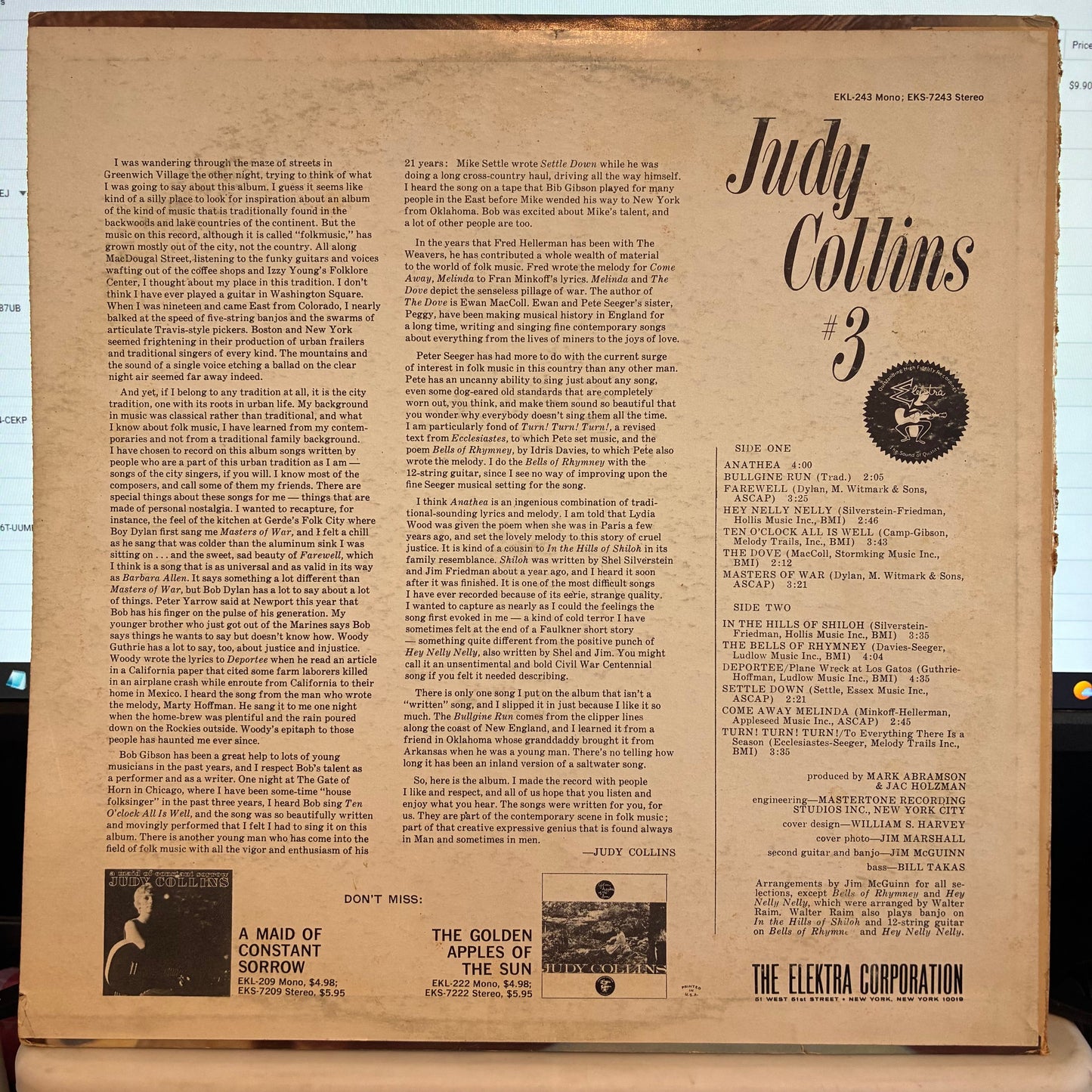 Judy Collins - Judy Collins #3 (VINYL) | Very Good Plus (VG+) Very Good Plus (VG+)-
