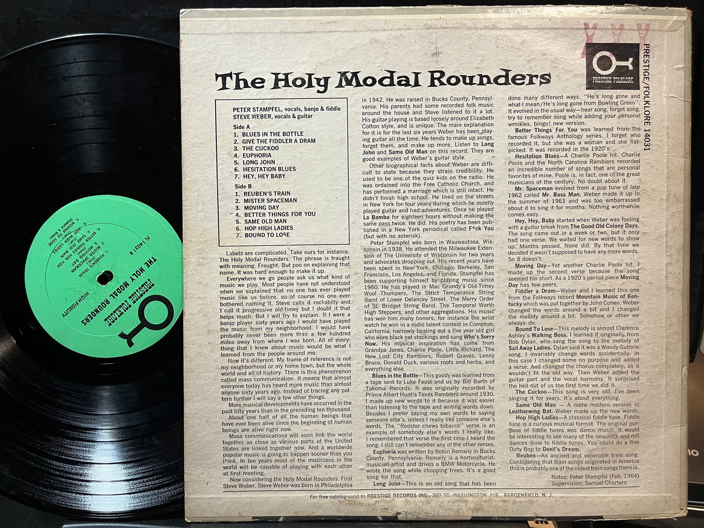 The Holy Modal Rounders - The Holy Modal Rounders (VINYL LP PRESTIGE FOLKLORE 14031 1964) | Very Good (VG) Very Good Plus (VG+)-