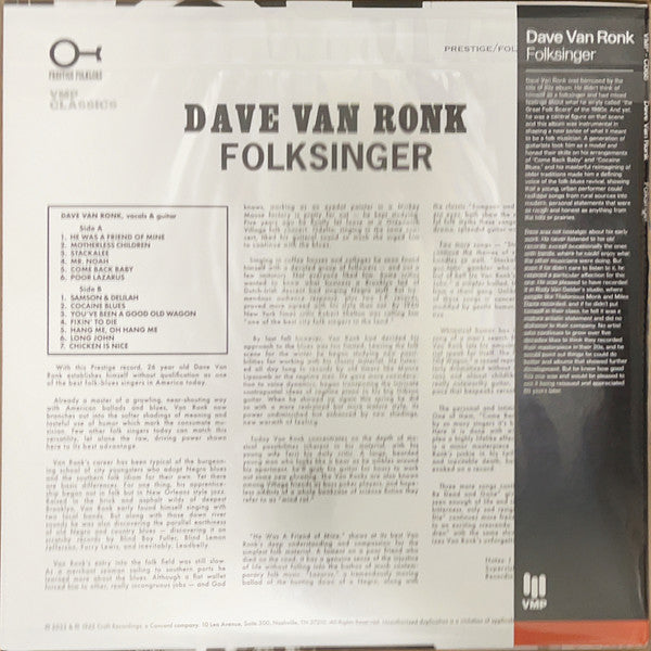 Dave Van Ronk - Folksinger (VMP | 180 GRAM VINYL) | Mint (M) Mint (M)-