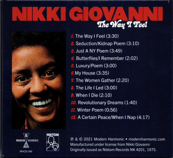 Nikki Giovanni - The Way I Feel (CD) | Mint (M) Mint (M)-