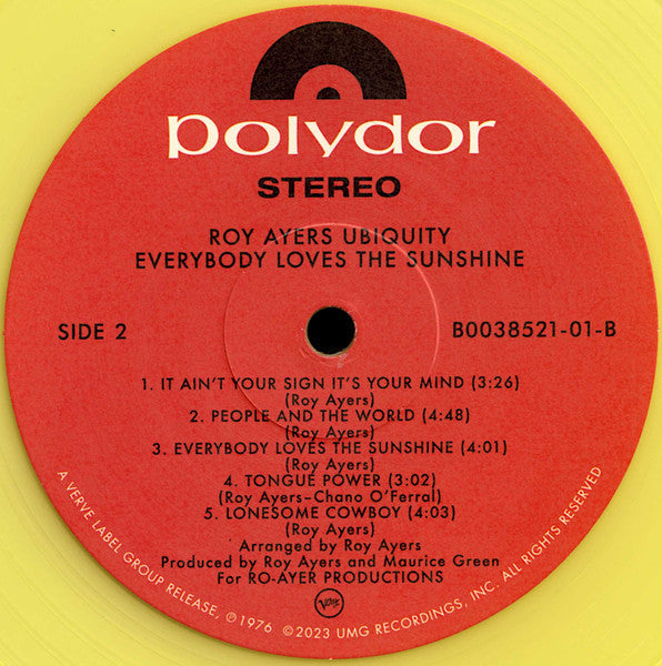 Roy Ayers Ubiquity - Everybody Loves The Sunshine (YELLOW VINYL) | Mint (M) Mint (M)-