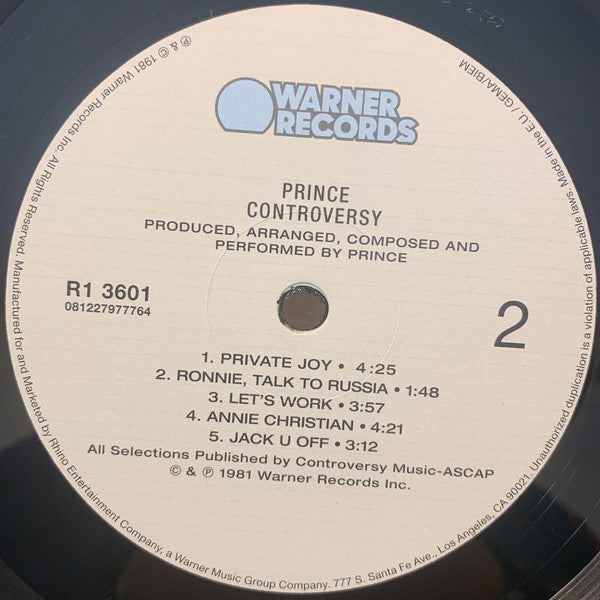 Controversy (OPENED-NEW)(VINYL) | Mint (M) Mint (M)-