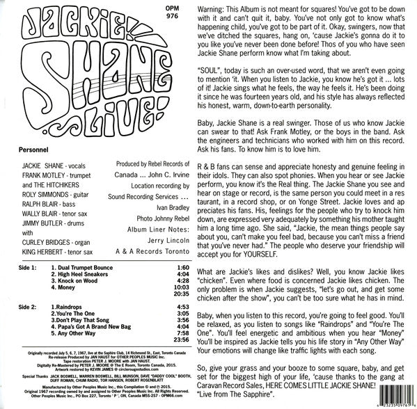 Jackie Shane Live | Mint (M) Mint (M)-