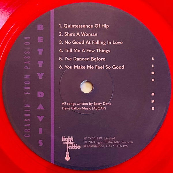 Betty Davis - Crashin' From Passion (TRANSPARENT RED VINYL) | Mint (M) Mint (M)-