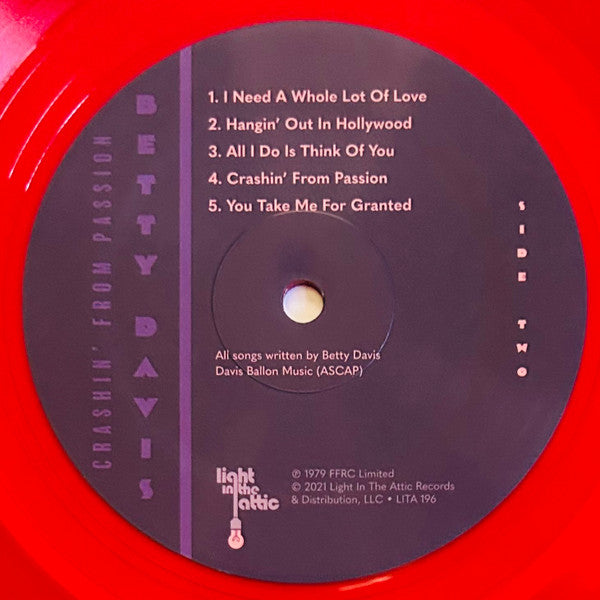 Betty Davis - Crashin' From Passion (TRANSPARENT RED VINYL) | Mint (M) Mint (M)-