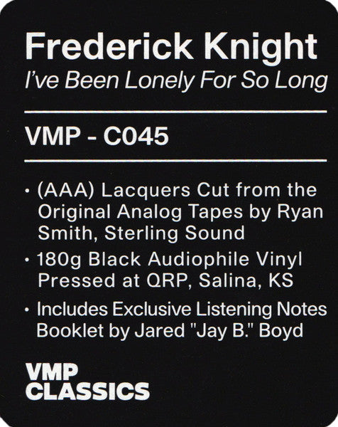 Frederick Knight - I've Been Lonely For So Long (VINYL / VMP) | Mint (M) Mint (M)-