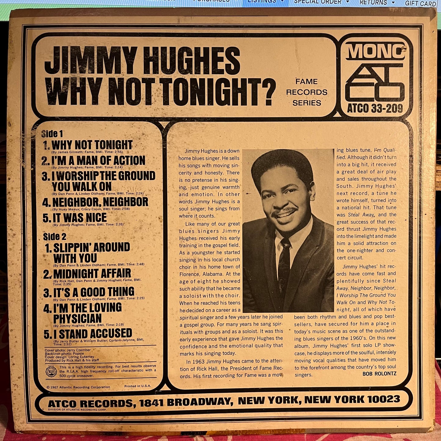 Jimmy Hughes - Why Not Tonight? | Very Good Plus (VG+)-