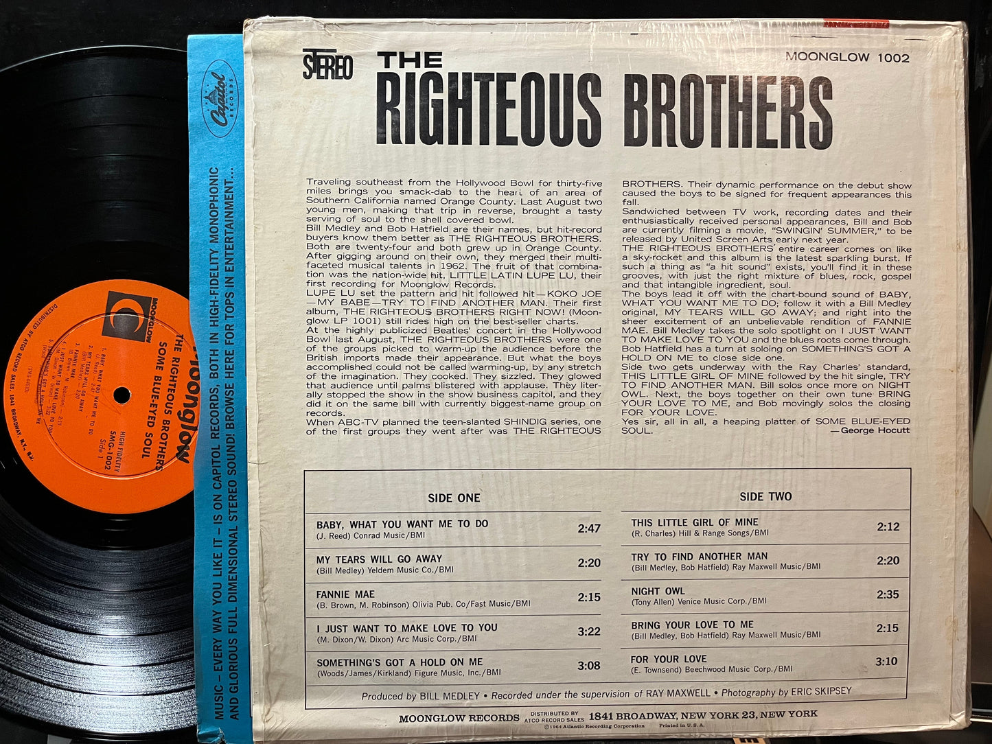 The Righteous Brothers - Some Blue-Eyed Soul (VINYL LP MOONGLOW 1002 1964) | USED Excellent+ (EX+) Near Mint (NM)-