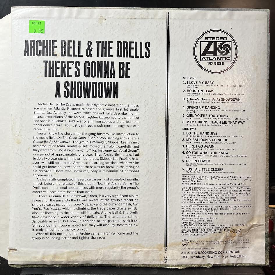 Archie Bell & The Drells - There's Gonna Be A Showdown (VINYL) | Excellent (EX) Good Plus (G+)-