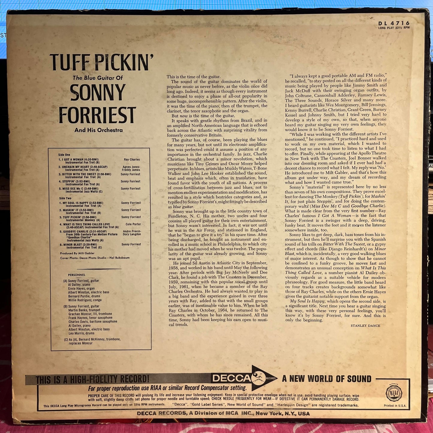 Sonny Forriest And His Orchestra - Tuff Pickin' *MONO* | Good Plus (G+) Very Good (VG)-