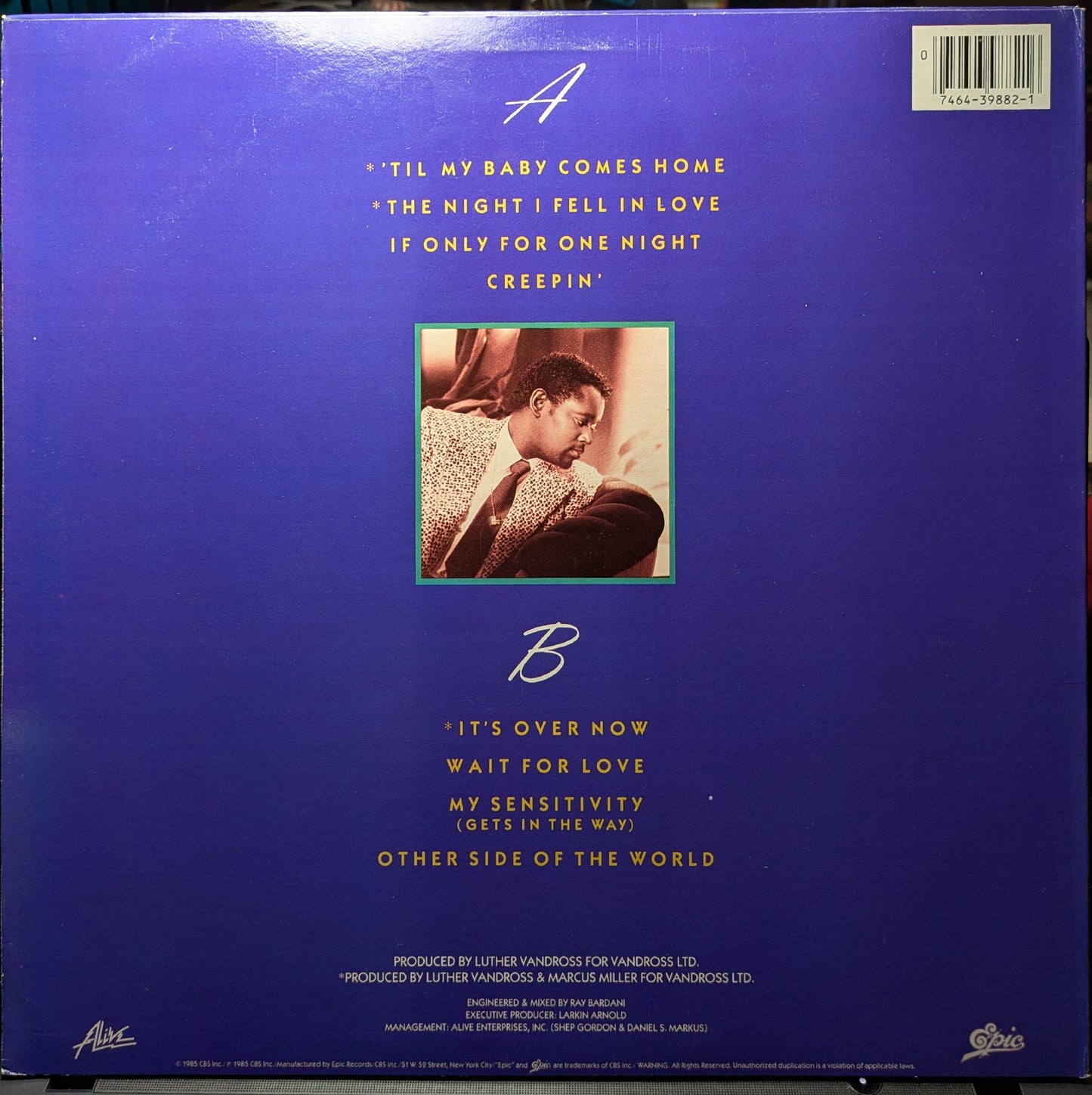 Luther Vandross - The Night I Fell In Love (VINYL) | Near Mint- (NM-) Excellent+ (EX+)-