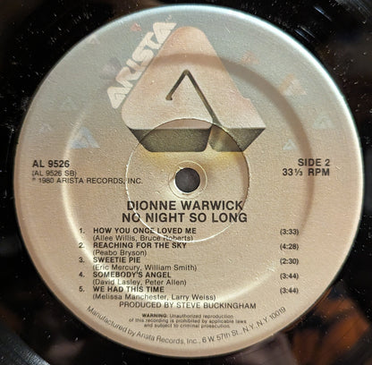 Dionne Warwick - No Night So Long *CLUB* | Near Mint (NM) Near Mint (NM)-