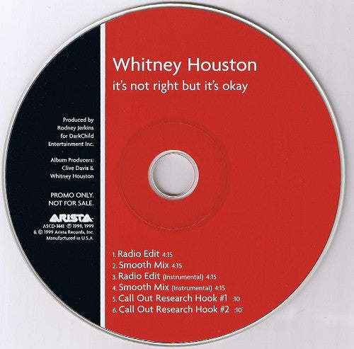 Whitney Houston - It's Not Right But It's Okay (CD) | Near Mint (NM) Excellent+ (EX+)-
