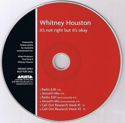 Whitney Houston - It's Not Right But It's Okay (CD) | Near Mint (NM) Excellent+ (EX+)-
