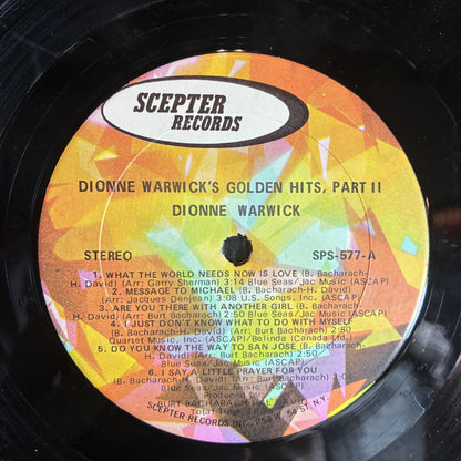Dionne Warwick - Golden Hits Part 2 (VINYL) | Very Good Plus (VG+) Excellent (EX)-