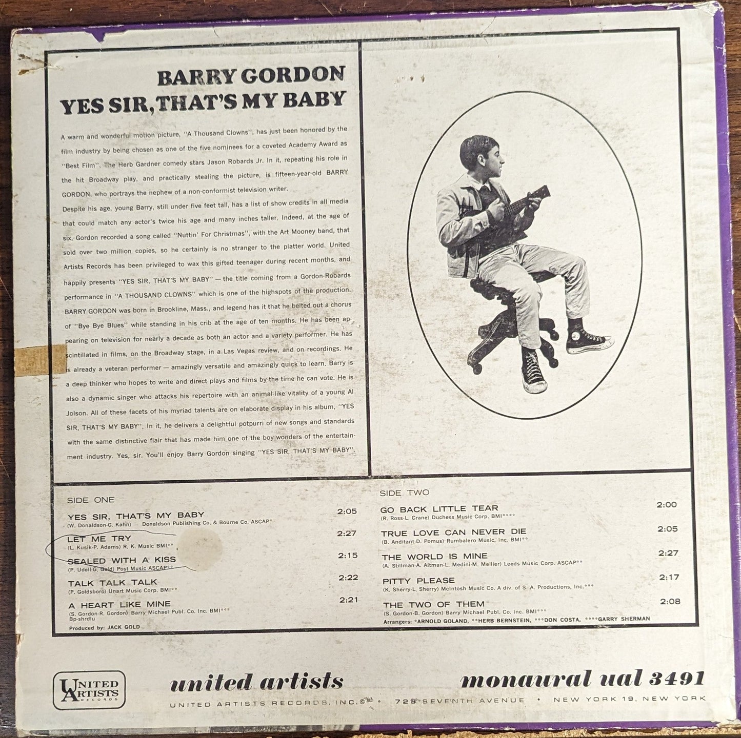 Barry Gordon - Yes Sir, That's My Baby*PROMO* | Very Good (VG) Very Good (VG)-