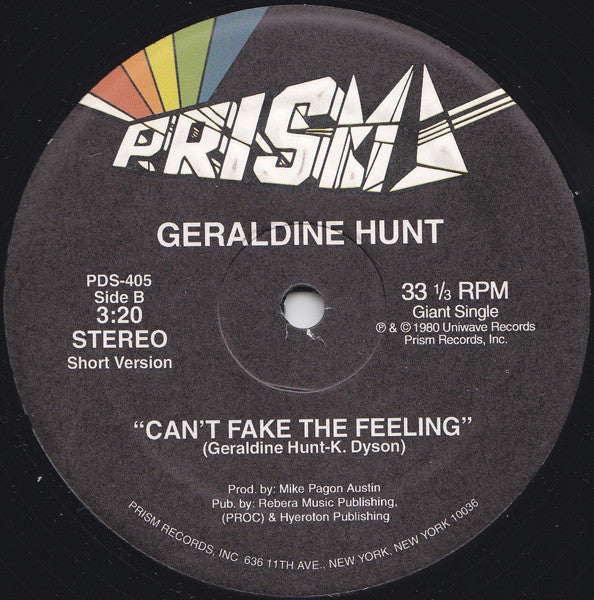 Geraldine Hunt - Can't Fake The Feeling | Mint (M) Generic-