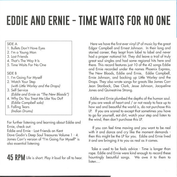 Eddie & Ernie - Time Waits For No One | Mint (M) Mint (M)-