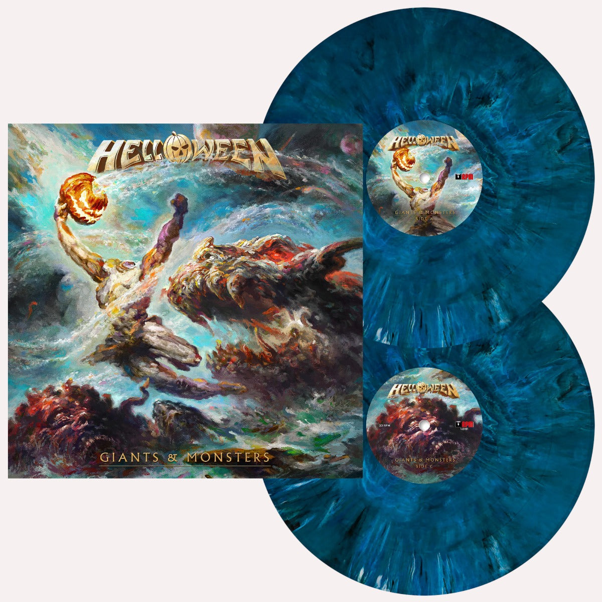 Helloween - Giants & Monsters (Ocean Blue Marbled Vinyl) (Pumpkin Etching & Booklet) [2LP] | Mint (M) Mint (M)-