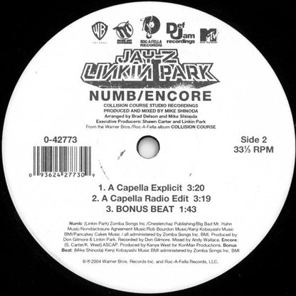 Jay-Z / Linkin Park - Numb / Encore (VINYL 12" ROC-A-FELLA 0-42773 2004) | USED Near Mint- (NM-) Excellent (EX)-