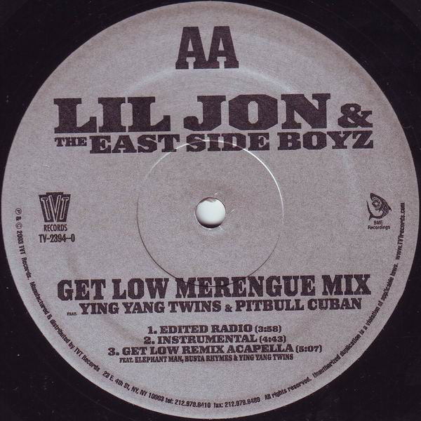 Lil' Jon & The East Side Boyz - Get Low (Remix) (12" VINYL) | Near Mint (NM) Near Mint (NM)-