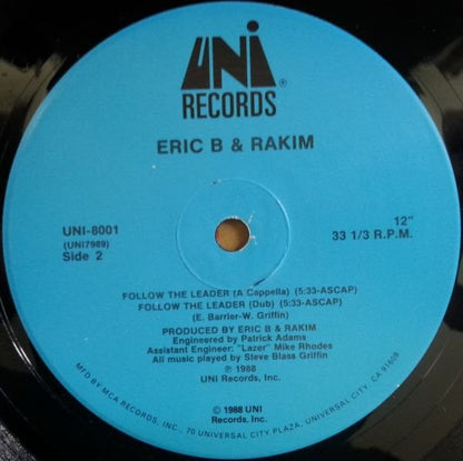 Eric B. & Rakim - Follow The Leader (VINYL 12" UNI UNI-8001 1988) | USED Near Mint (NM or M-) Near Mint (NM)-