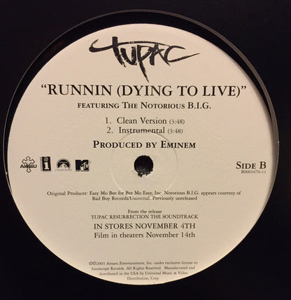 2Pac - Runnin (Dying To Live) (12" VINYL) | Near Mint (NM) Excellent+ (EX+)-