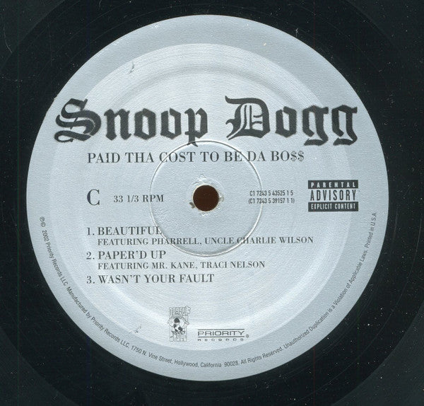 Snoop Dogg - Paid Tha Cost To Be Da Bo$ (VINYL 3xLP DOGGY STYLE 7243 5 39157 1 1 2002) | USED Near Mint (NM or M-) Excellent (EX)-