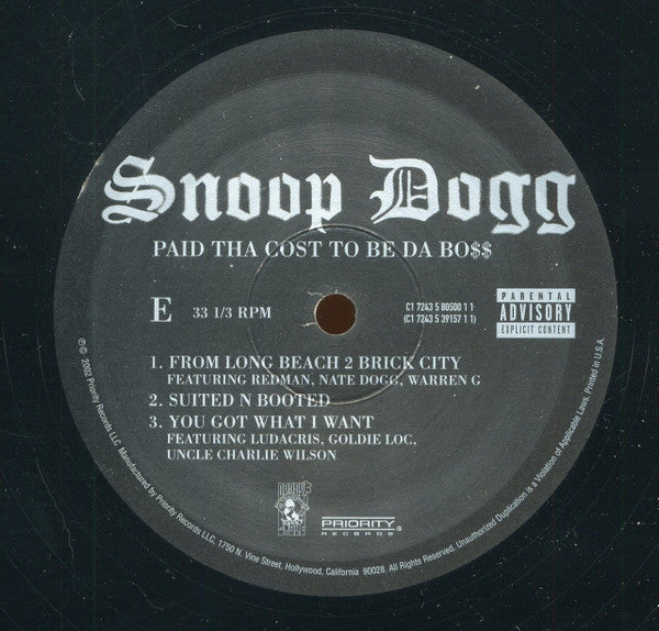 Snoop Dogg - Paid Tha Cost To Be Da Bo$ (VINYL 3xLP DOGGY STYLE 7243 5 39157 1 1 2002) | USED Near Mint (NM or M-) Excellent (EX)-