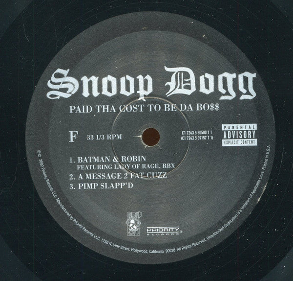 Snoop Dogg - Paid Tha Cost To Be Da Bo$ (VINYL 3xLP DOGGY STYLE 7243 5 39157 1 1 2002) | USED Near Mint (NM or M-) Excellent (EX)-
