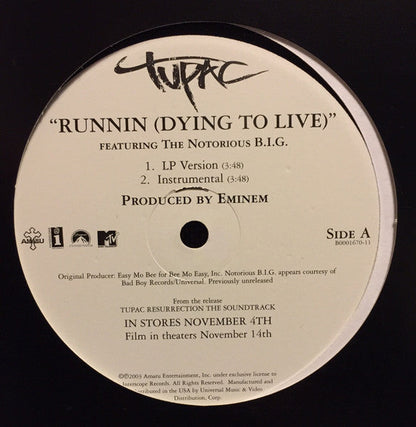 2Pac - Runnin (Dying To Live) (12" VINYL) | Near Mint (NM) Excellent+ (EX+)-