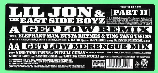 Lil' Jon & The East Side Boyz - Get Low (Remix) (12" VINYL) | Near Mint (NM) Near Mint (NM)-