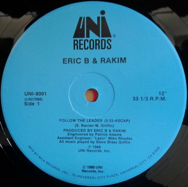 Eric B. & Rakim - Follow The Leader (VINYL 12" UNI UNI-8001 1988) | USED Near Mint (NM or M-) Near Mint (NM)-