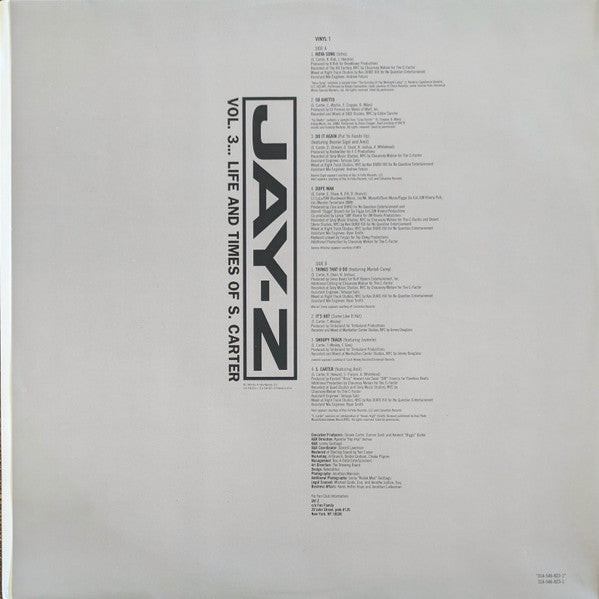 Jay-Z - Vol. 3... Life And Times Of S. Carter (VINYL LP *RECORD 1 ONLY* DEF JAM 2000 314 546 822-1 1999) | Very Good Plus (VG+) Generic-