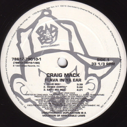 Craig Mack - Flava In Ya Ear (VINYL 12" BAD BOY ENTERTAINMENT 78612-79010-1 2003) | USED Very Good Plus (VG+) Near Mint (NM)-