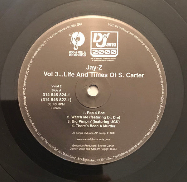 Jay-Z - Vol. 3... Life And Times Of S. Carter (VINYL LP *RECORD 1 ONLY* DEF JAM 2000 314 546 822-1 1999) | Very Good Plus (VG+) Generic-