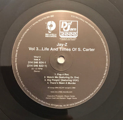 Jay-Z - Vol. 3... Life And Times Of S. Carter (VINYL LP *RECORD 1 ONLY* DEF JAM 2000 314 546 822-1 1999) | Very Good Plus (VG+) Generic-